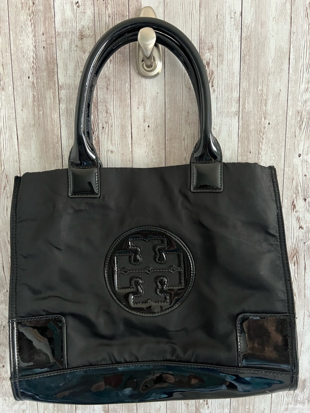 Tory Burch Black Mini Ella Tote Bag Purse Classic Preppy